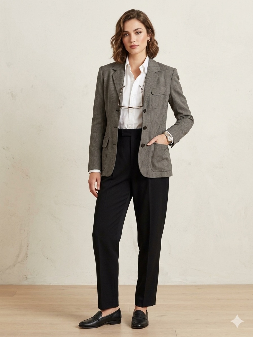 Ralph Lauren Women's Brown Pinstripe Tailored Blazer